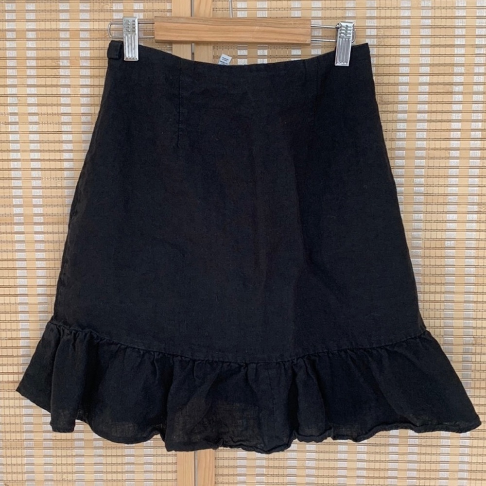 Los Angeles Atelier & Other Stories black Wrap 100% linen mini skirt, Size Small - Picture 6 of 10